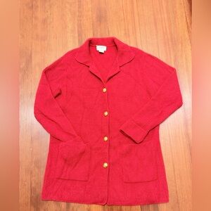 Neiman Marcus vintage cashmere red cardigan. Size Medium.